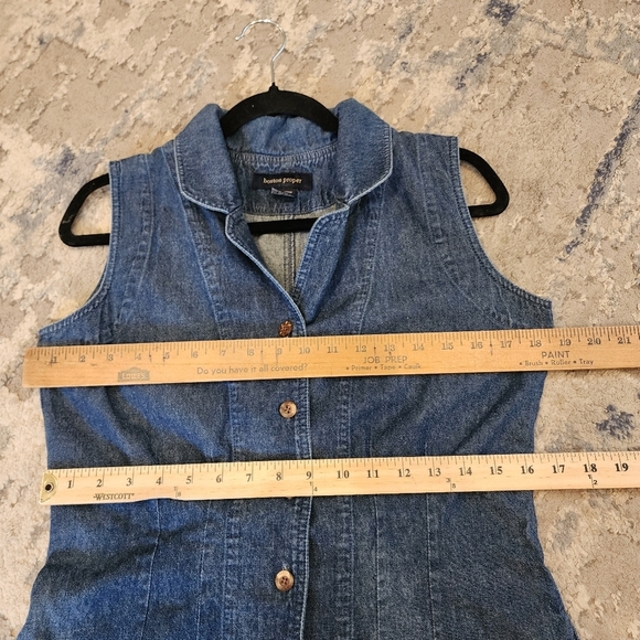 Boston Proper Denim Sleeveless Collared Button Front Romper. Size 6. Pockets. - Picture 5 of 15